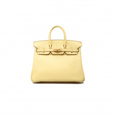HERMES BIRKIN 25 SWIFT LEATHER GOOSE EGG YELLOW GOLD BUCKLE BAG H049362CK07 (25*20*13cm)